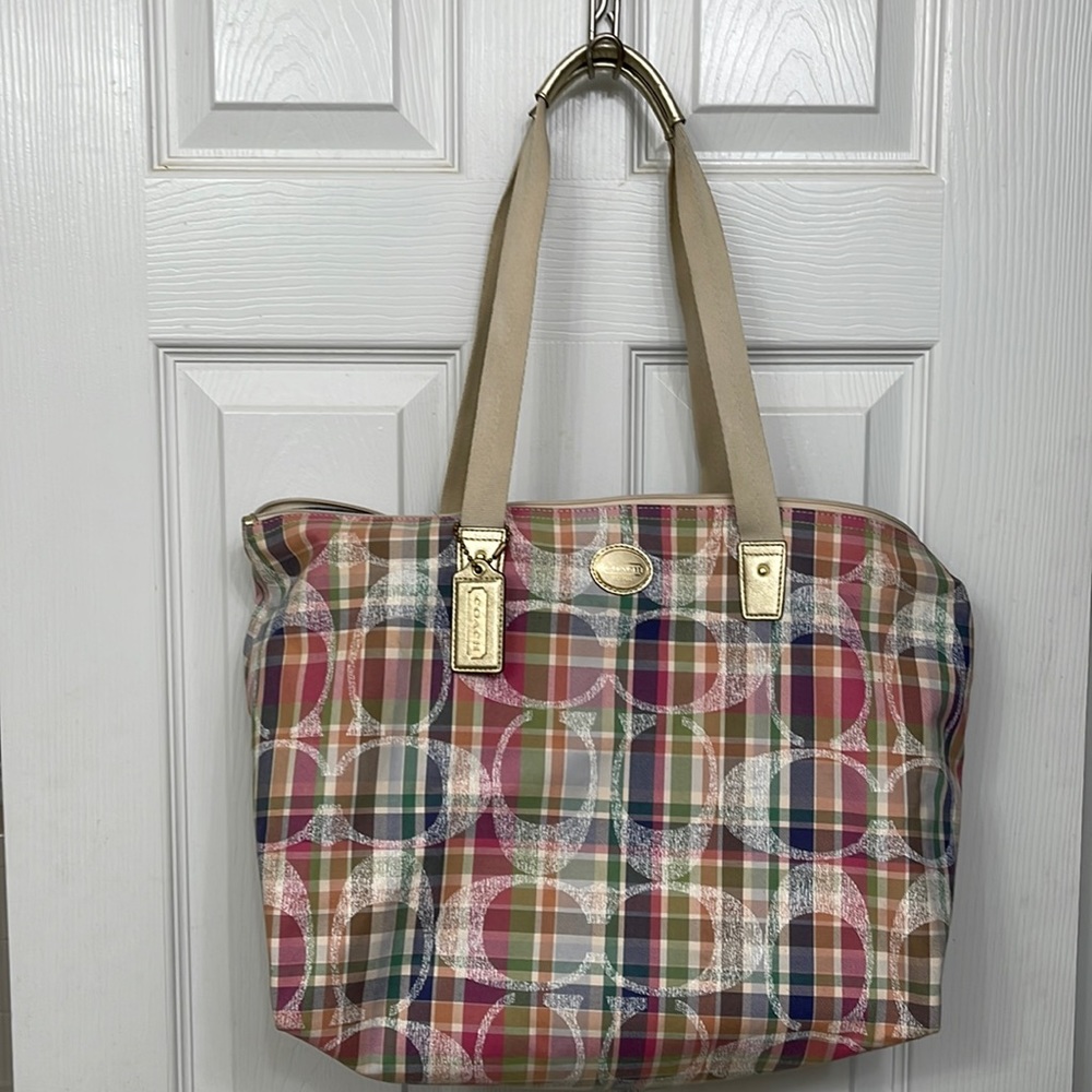 Coach Daisy Madras Large Packable Weekender Tote